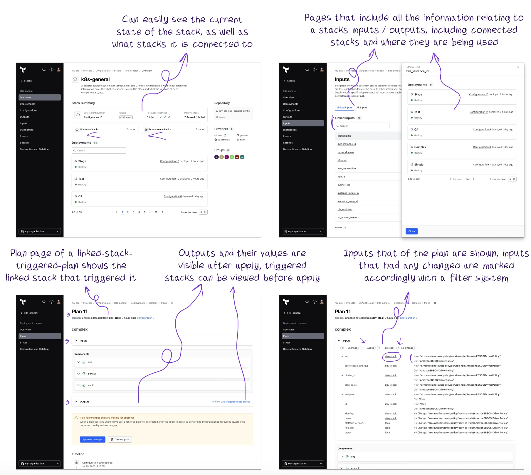 Final overview, inputs, and plan pages with Ilgin's handwritten annotations