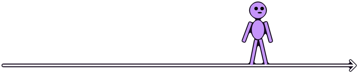 Ilgin's drawing: a stick figure walking confidently along a straight line